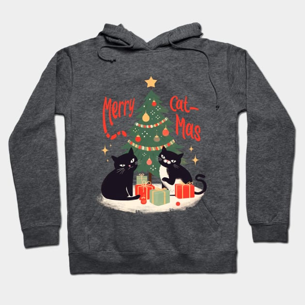 MERRY CAT-MAS FUNNY CATS CHRISTMAS TREE Hoodie by rraynerr